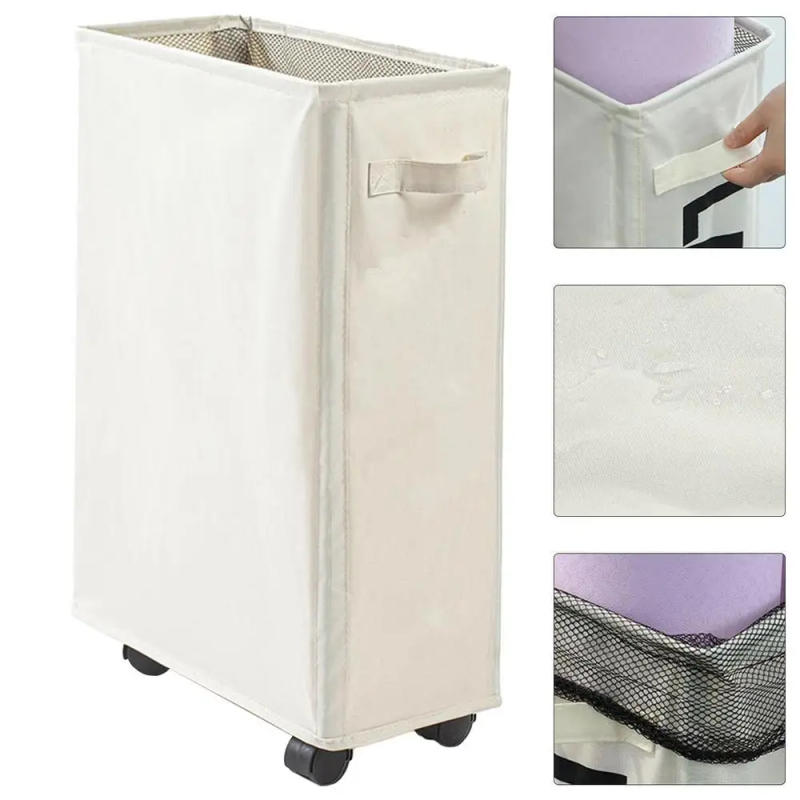 Description Picture 5 of itemCollapsible Laundry Baskets Large Slim Folding Hamper Freestanding Narrow Corner Bin With Handle Home Storage