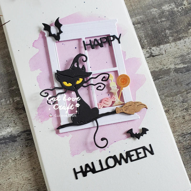 Description Picture 4 of itemCatlove Halloween Sweeper Cat Metal Cutting Dies Scrapbooking Mold Stencil Die Cuts Card Making DIY Craft Embossing New Dies