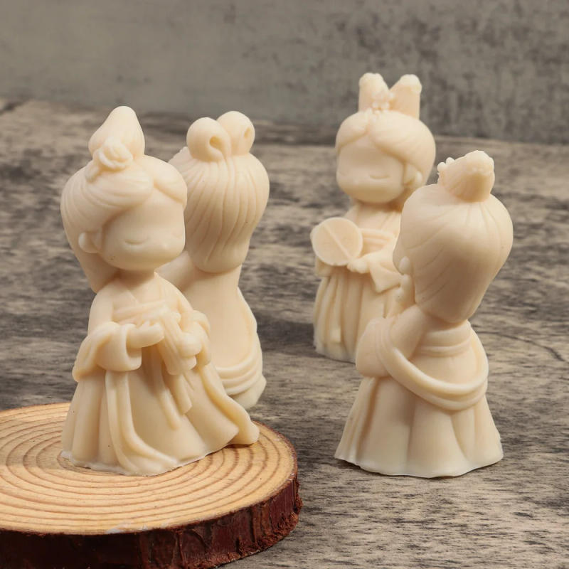 Description Picture 3 of item3D Litter Girl Candle Silicone Mold Cute Traditional Chinese Costume Girls Plaster Resin Soap Candle Making Kit Handmade Gifts