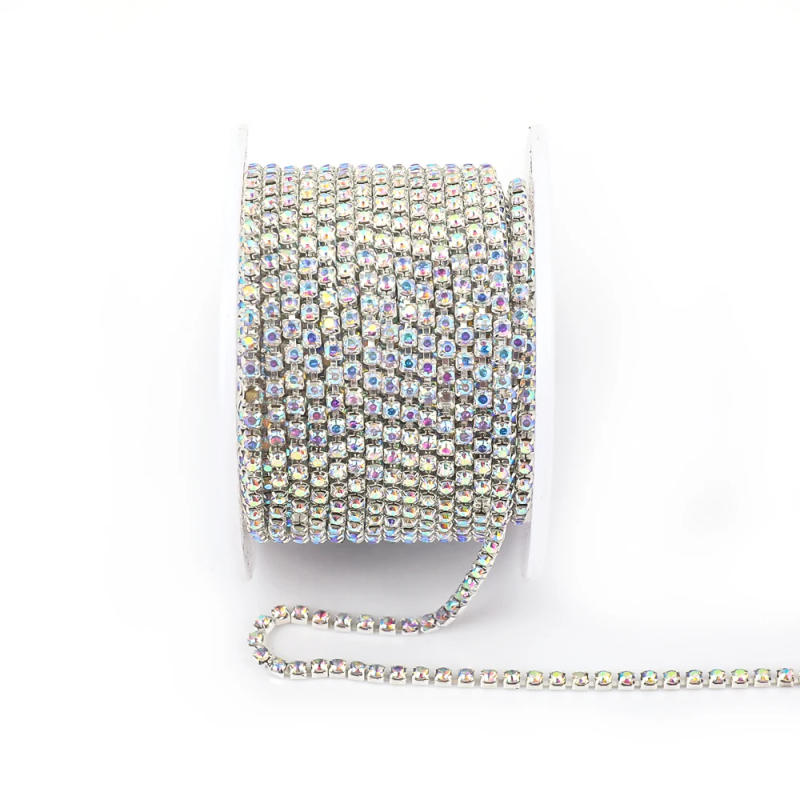 Description Picture 5 of itemVC Crystal SS6-SS18(2mm-4.5mm)Silver/Gold Base Clear Crystal Dense Rhinestone Chain Apparel Sewing Glass Rhinestone Cup Chain