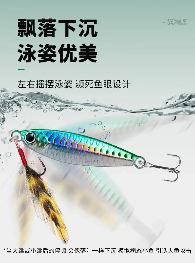 Description Picture 3 of item7/10/15/20g Fish Scale Pattern Sub-iron Plate Fake Bait Iron Plate Fishing Full Water Layer Hard Bait