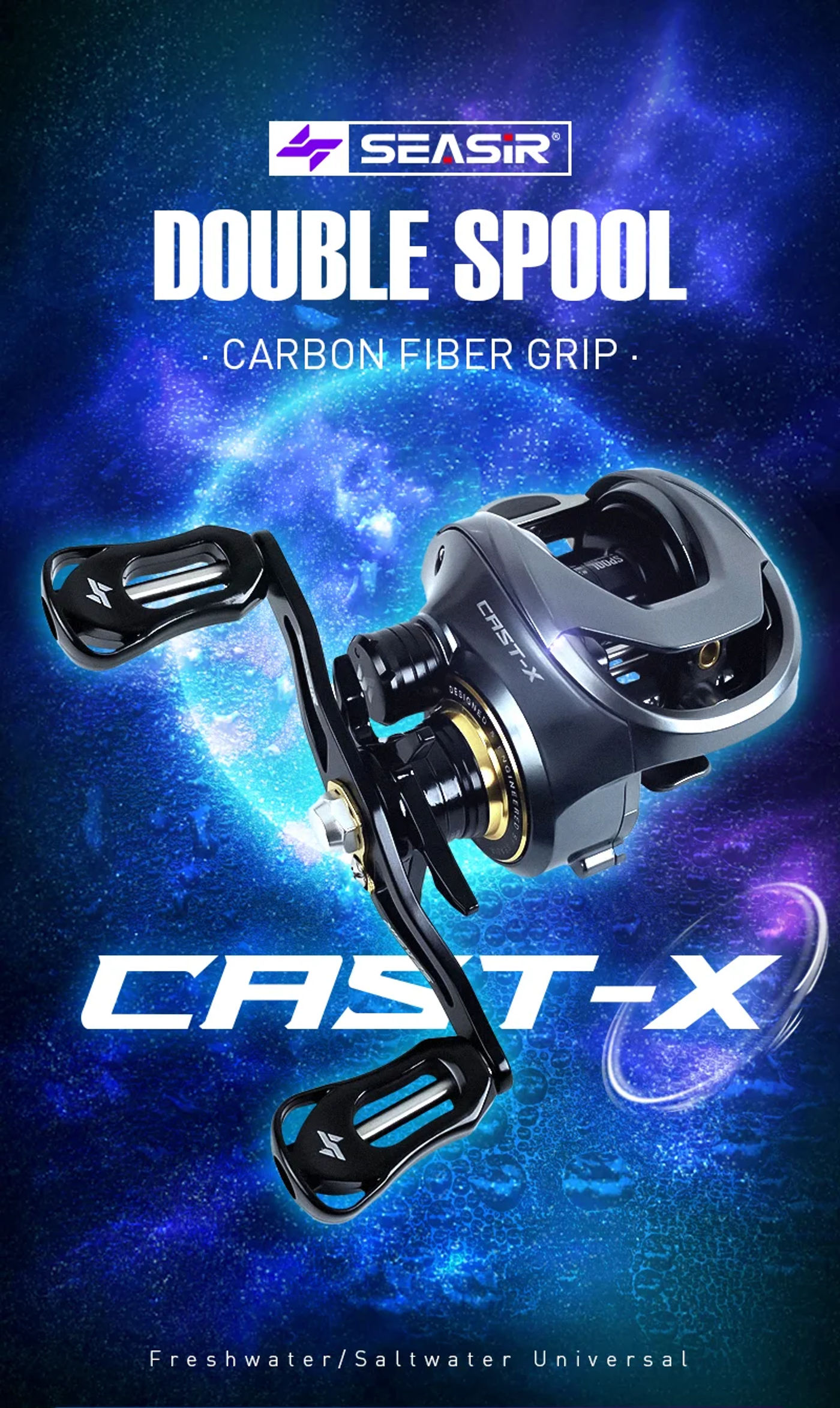 Description Picture 2 of itemSEASIR Cast-X Baitcasting Reel 7.3:1 HS Gear Ratio Aluminum Double Spool Carbon Grip Metal BFS Micro Fresh Seawater Fishing Coil