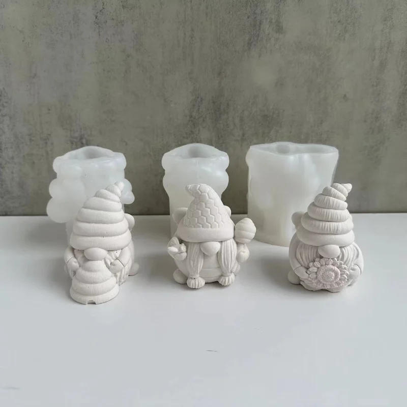 Description Picture 3 of itemDwarf  Aromatherapy Candle Silicone Mold DIY Candle Making Gypsum Cement Mould Faceless Elderly Candle Resin Mold HomeDecoration