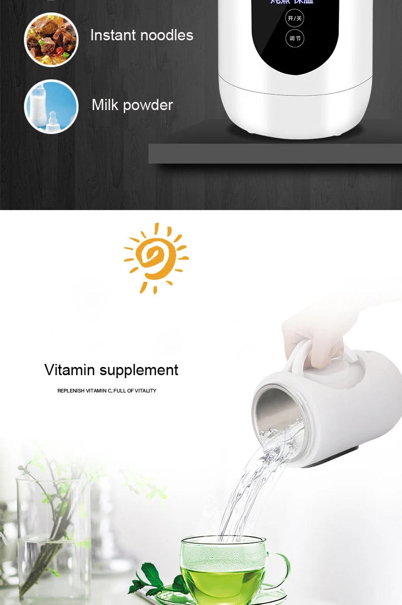 Description Picture 5 of itemMini Kettle Electric Thermos Travel Water Bottle Portable Health Stew cup Heater Boiler Pots Smart Mug Stainless Steel teapots