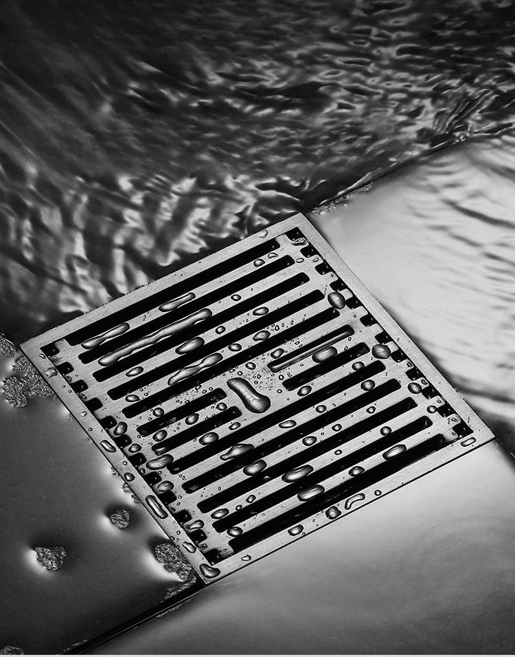 Description Picture 2 of item304 Stainless Steel Square Floor Drain Stripe Anti-Odor Drain Shower Trap Drains Kitchen Bathroom Laundry Room Accessories