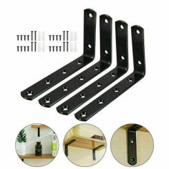 4Pcs Heavy Duty L Shaped Shelf Bracket Black With Screws Wall Mounted Shelf Bracket Hardware Accessories Support Frame