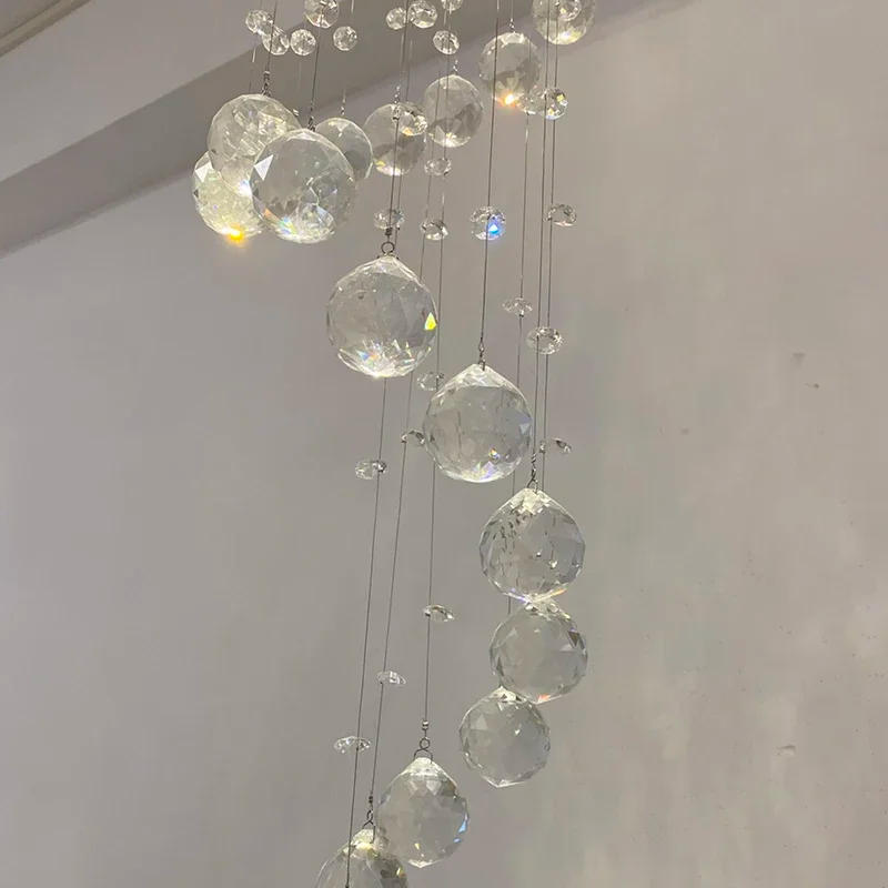 Description Picture 6 of itemModern K9 Large LED Spiral Living Room Crystal Chandeliers Lighting Fixture for Staircase Stair Lamp Showcase Bedroom Hotel Hall