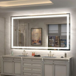 LED Bathroom Mirror for Wall 72x40 Large Lighted Vanity Mirror with Lights Dimmable Anti-Fog Shatter-Proof Front Lights