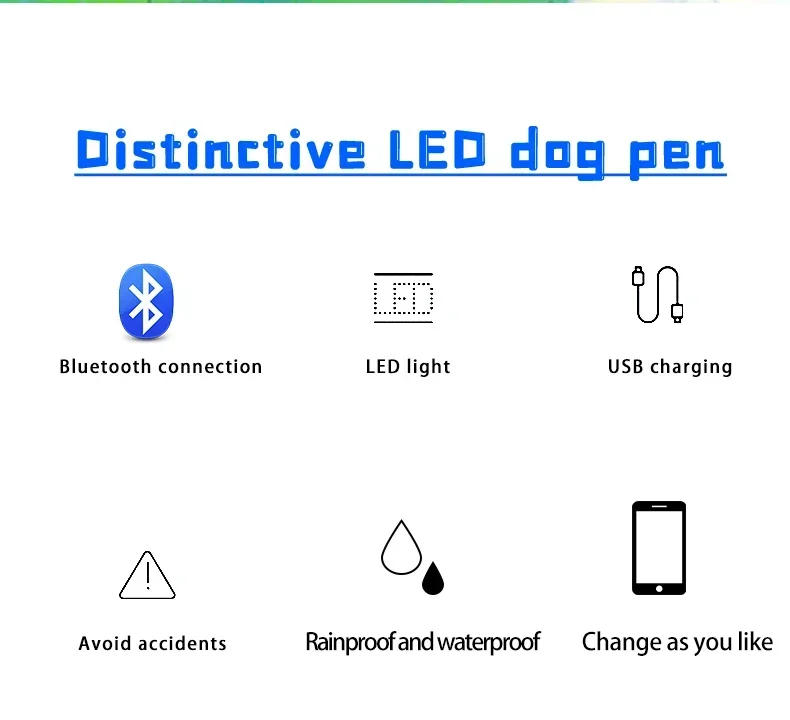 Description Picture 3 of itemLED Pet Collar Adjustable Waterproof Luminous Light Up Safety Dog Accessories Collar Programmable App Bluetooth USB Rechargeable