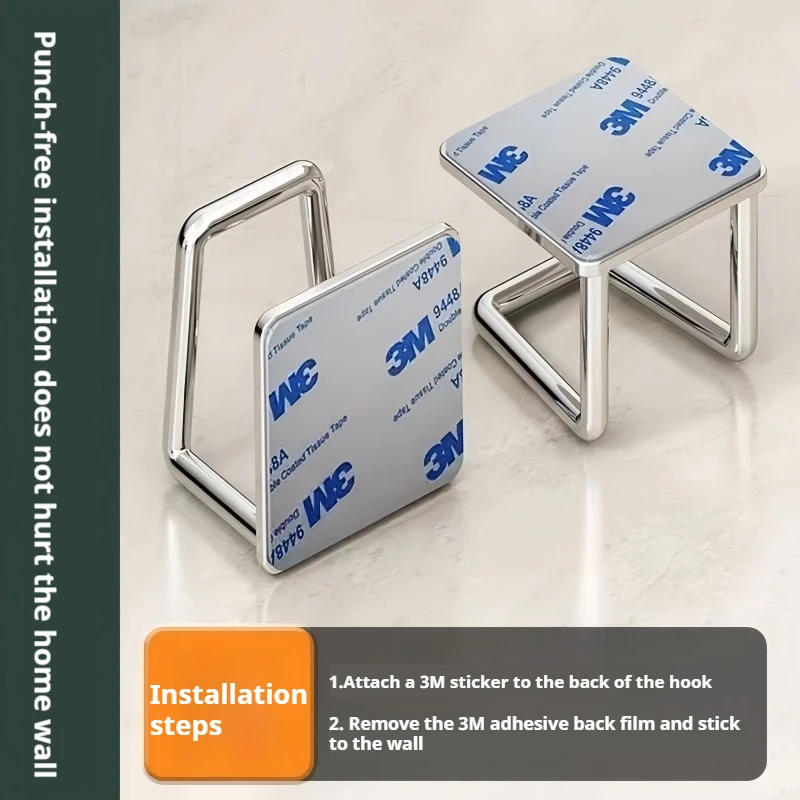 Description Picture 6 of item2 Kitchen Acceesories Strong Adhesive Storage Hook Stainless Steel Home Bathroom Organizer Gadgets Cutting Board Sponge Drainer