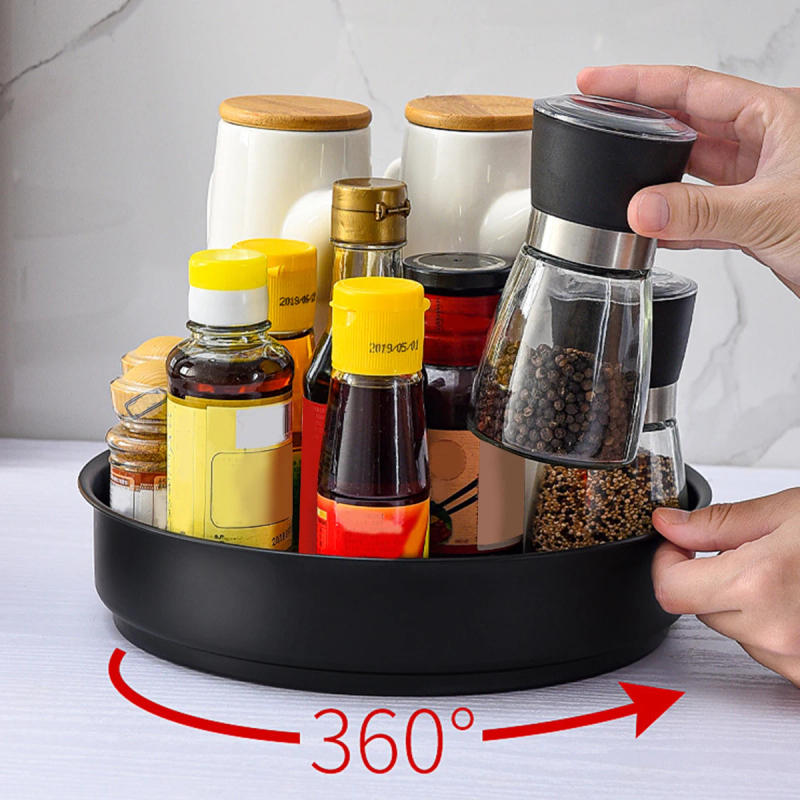 Description Picture 3 of item360° Rotating Storage Trays Stainless Steel Kitchen Spice Organizer Turntable Multifunction Bathroom Round Storage Carousel New