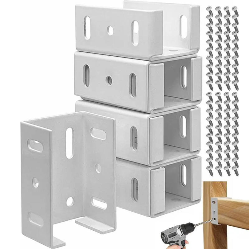 Description Picture 2 of itemHeavy Duty 2-3/4 Inches Rails Brackets Kit White Alluminum Fence Bracket For Vinyl Fencing Panel Post Connection Metal Brackets