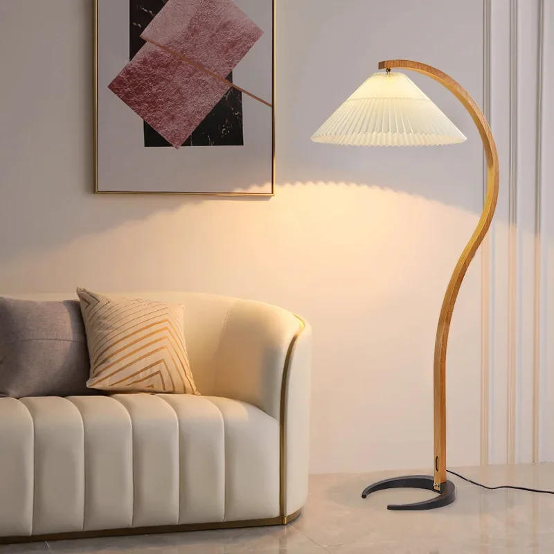 Description Picture 4 of itemLatest Vintage Umbrella Floor Light&pleated lampshade Nordic Minimalist Classic Bedside Standing Corner Lamps pleated floor lamp