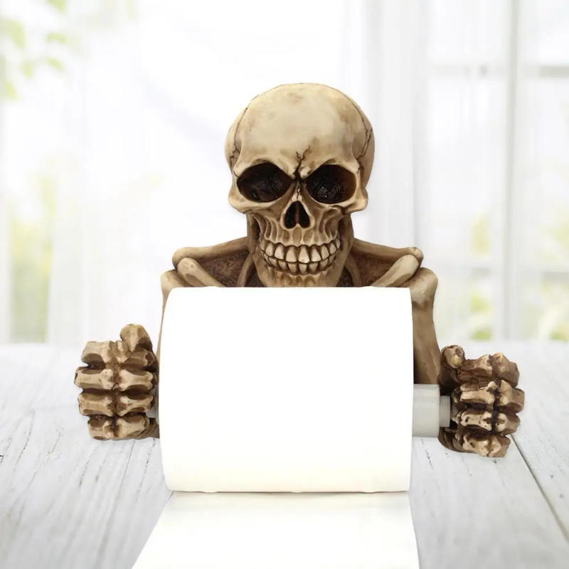 Description Picture 6 of itemSkull Design Roll Paper Holder Wall Hanging Toilet Pumping Towel Rack Instrument Halloween Living Room Horror Decor