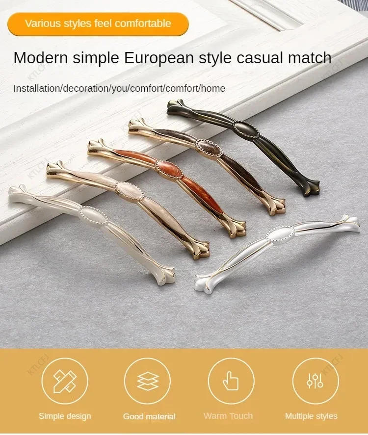 Description Picture 2 of itemModern Minimalist Wardrobe Drawer Door Cabinet Handle Nordic Zinc Alloy Solid Thickened Handle Amber Blue Antique Ivory White