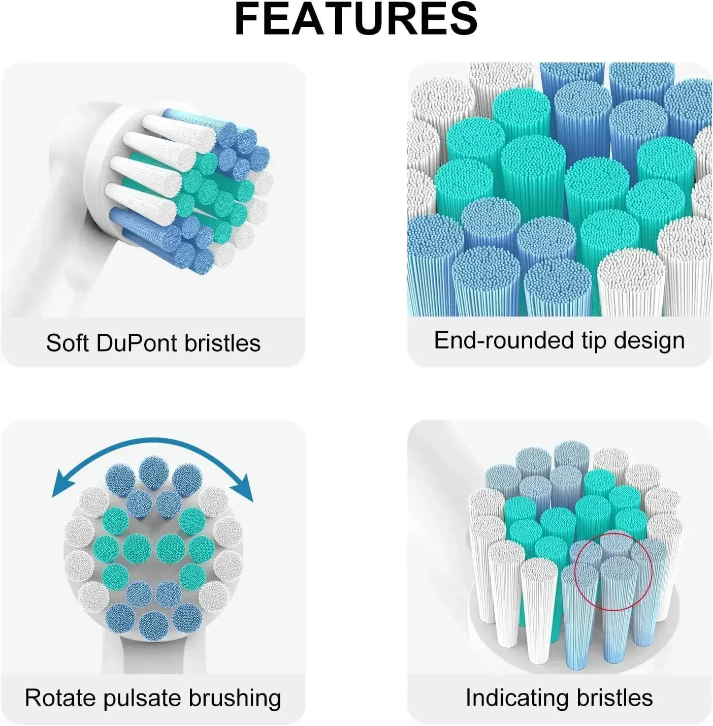 Description Picture 4 of item4/8/16pcs Replacement Brush Heads For Oral-B Electric Toothbrush Fit Advance Power/Pro Health/Triumph/3D Excel/Vitality
