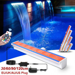 Underwater Waterfall Blade Spillway Acrylic ABS Material Fountain Spa 30/60/90/120cm Water Descent RGB Wall Mounted Colorful
