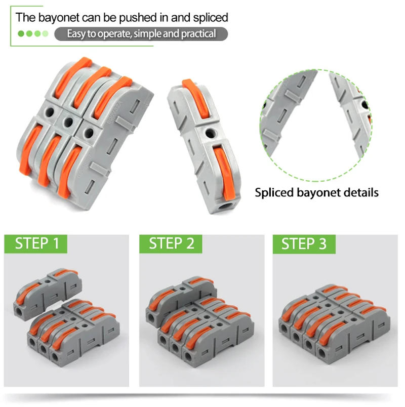 Description Picture 4 of item40PCS Lever Wire Connectors 1 in 1 out Quick Connect Electrical Splicing Kit for Compact Inline Terminals - 28-12 AWG
