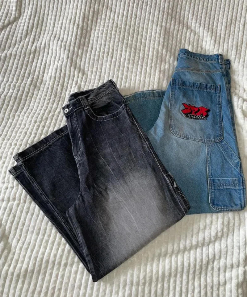 Description Picture 3 of itemAmerican Retro Straight-leg Cargo Pants Street Fashion Loose Wide Leg Pants Harajuku Style Streetwear Hip Hop Jeans Baggy Jeans