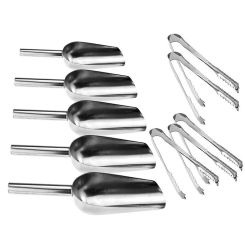 Kitchen 5 shovel + 5 clips Candy Buffet BBQ Candy Buffet Ice Stainless Scoops Tongs Set Wedding Bar Party Cooking Tools
