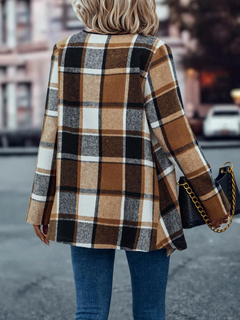 Description Picture 4 of itemCross border European and American women's fashionable and elegant plaid jackets