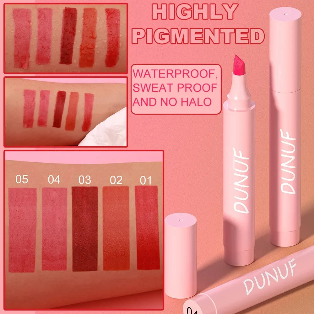 Description Picture 3 of item5 Colors Waterproof Nourishing Smooth Lipstick Pen Velvet Lipliner Lasting Not Fading Makeup Rose Red Lip Tint Lips Cosmetic