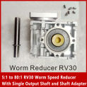 5:1 to 80:1 RV30 Worm Speed Reducer With Single Output Shaft and Shaft Adapter for 8mm input shaft of Nema 23 Motor