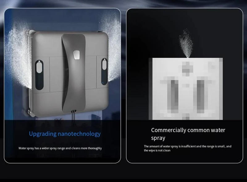 Description Picture 6 of itemFactory Custom Wholesale New Two-way Water Jet Window Cleaning Machine Home Automatic Large Suction square Window Cleaning Robot