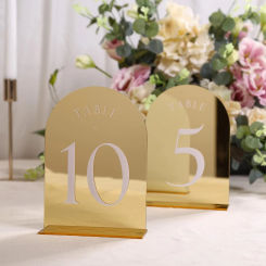 Gold Mirror Acrylic Table Numbers Wedding Table Signs Wedding Signage Wedding Table Decor - Wedding Table Numbers with Stand