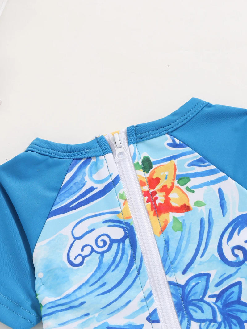 Description Picture 5 of itemSummer Swimsuit Vacation Travel Swimming Casual Comfortable Short Sleeve Shorts Romper Baby Boy Cartoon Print