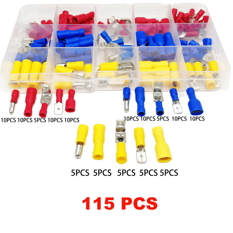 Description Picture 6 of itemInsulated Cable Connector Electrical Wire Crimp Spade Butt Ring Fork Set Ring Electric Crimp lugs Rolled Terminals Assorted Kit