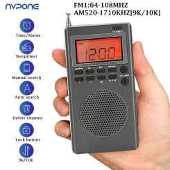 FM AM Radio Mini Portable 9K/10K Radios Receiver Built-in Speaker Backlight HD Display Screen Alarm Clock Sleep Timer Elder Gift