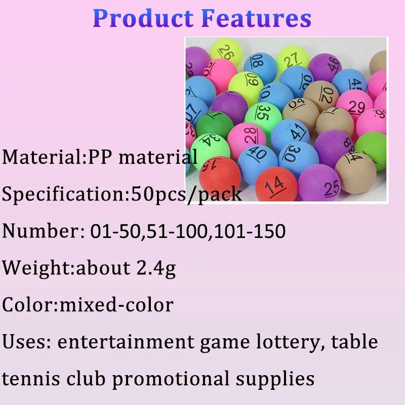 Description Picture 2 of item50pcs Colorful Ping Pong Balls with Numbers 40mm Mixed Colors Table Tennis Balls for Entertainment Lottery Family Games Activity