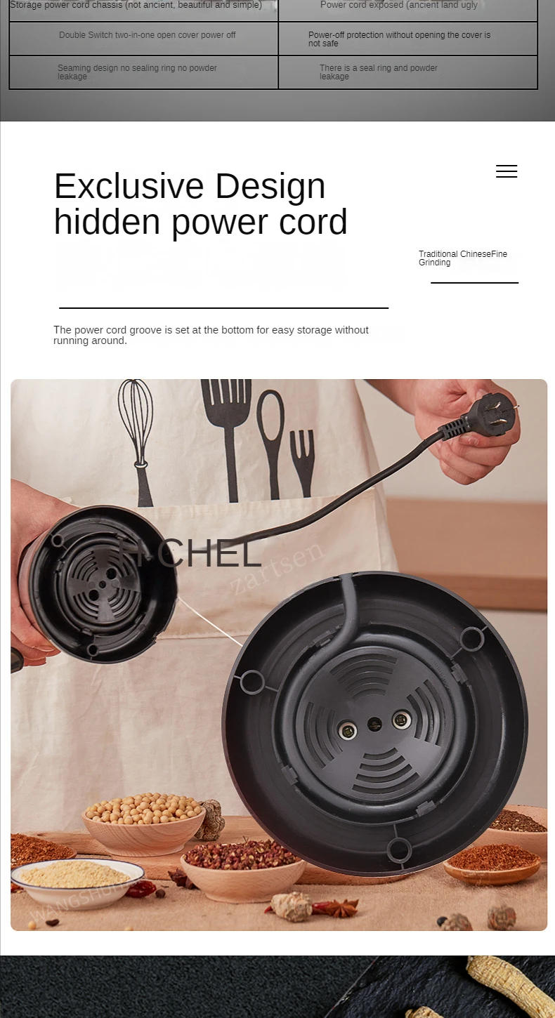 Description Picture 6 of itemElectric Multifunctional New Coffee Grinder Kitchen Cereal Nuts Beans Spices Grains Grinder Machine For Home Coffee Grinder