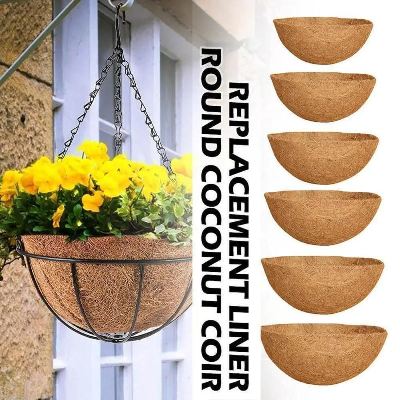 Description Picture 2 of item8-18 Inch Hanging Basket Liner Round Coconut Liners for Planters 100% Natural Coco Basket Replacement Outdoor Garden Accessories