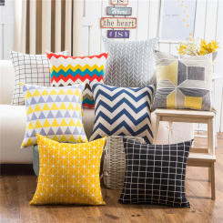 45x45cm Geometric Printed Soft Linen Cushion Cover Seat Waist Home Office Sofa Chair Decoration