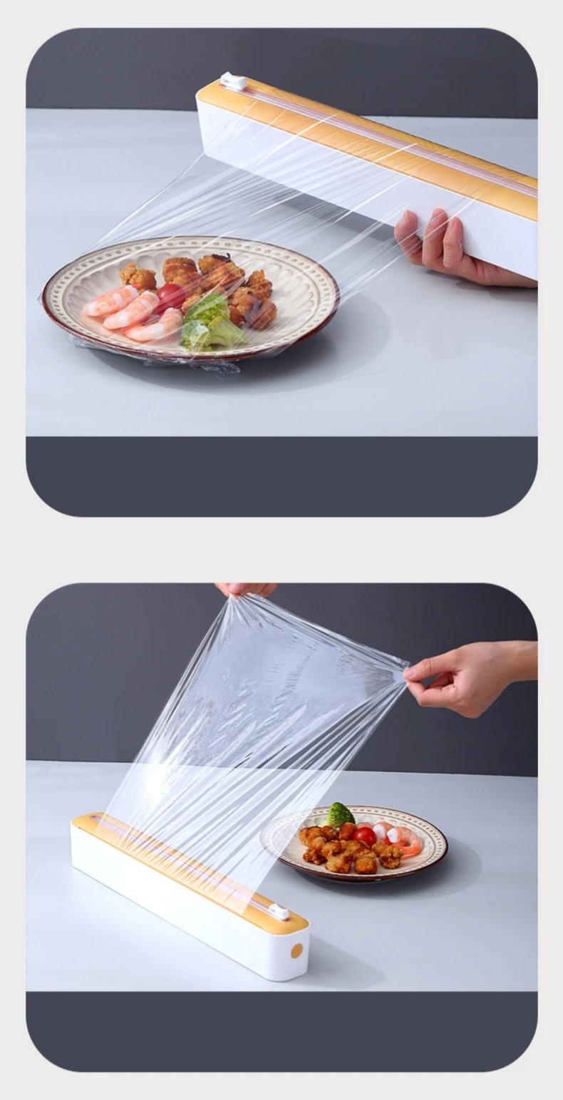 Description Picture 5 of itemFood Plastic Cling Wrap Dispensers Foil Holder With Cutter Kitchen Storage Accessories Utensils Aluminum Foil and Film Dispenser