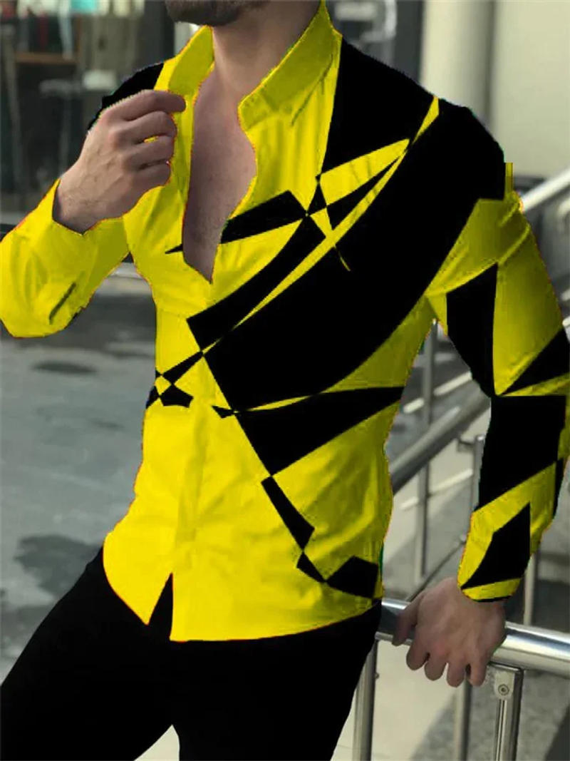 Description Picture 3 of itemFashion Simple Men's Striped Line Lightning Shirt Suit Stand Collar Costume Comfortable Party Prom 2023 New Plus Size