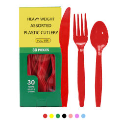 Solid Color High Quality Knife Fork Spoon Set Red Pink Wedding Disposable Tableware Birthday Party Supplie Baby Shower Decoratio