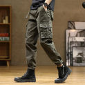 2024 Cargo Pants Men Military 6 Pockets Khaki Army Black Casual Denim Cotton Trousers for Male Straight Overalls