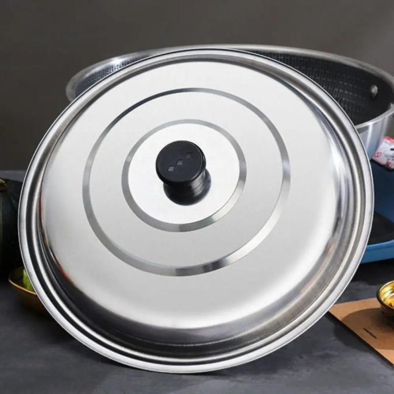 Description Picture 4 of itemKitchen Accessories Black Plastic Knot Stainless Steel Pot Lid Anti-Scald Universal Wok Lid Round 32/34/36/38/40cm Pot Cover Pan