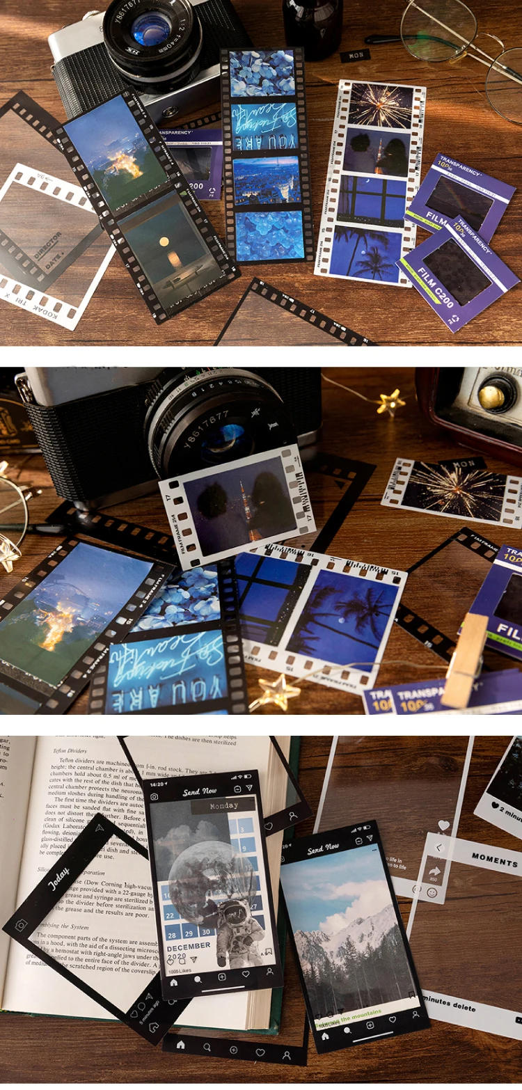 Description Picture 2 of item15 Sheets Vintage Photo Film Frame PET Sticker Package DIY Diary Junk Journal Decoration Label Stickers Album Scrapbooking