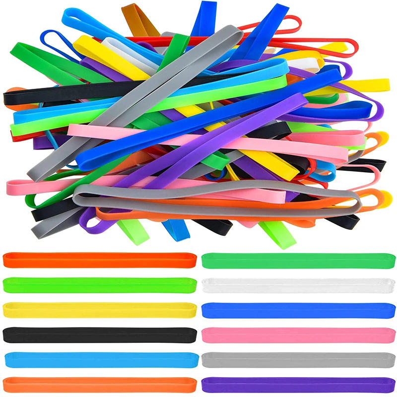 Description Picture 2 of item10PCS Silicone Rubber Bands Colorful Elastic Rubber Wrapping Bands For Books Office Exercise Outdoor Gear Gifts Packing