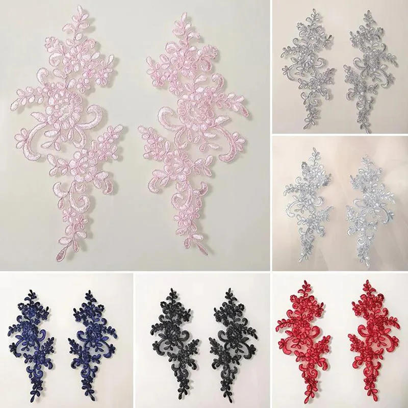 Description Picture 2 of item1 Pair Embroidery Applique Lace Patch For Evening Skirt Clothes  Repair Sewing On Accessories