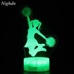 Cheerleading Dance 3D Night Light 7 Color Changing Table Desk Optical Illusion Lamp Christmas Birthday Gift for Girls Room Decor