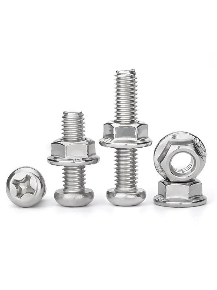Description Picture 3 of itemM2.5 M3 M4 M5 M6 M8 M10 304 Stainless Steel Cross Phillips Round Pan Head Screw Bolt Flange Nuts Combination Kit Set