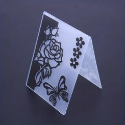 1pc,3D Plastic Rose and Butterfly Embossing Folder Template for DIY Scrapbook Paper Craft Card Making Decoration Supplies