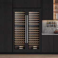 Seamless embedded wine cabinet constant temperature double temperature high-end ice bar  refrigerator can hang wooden boards