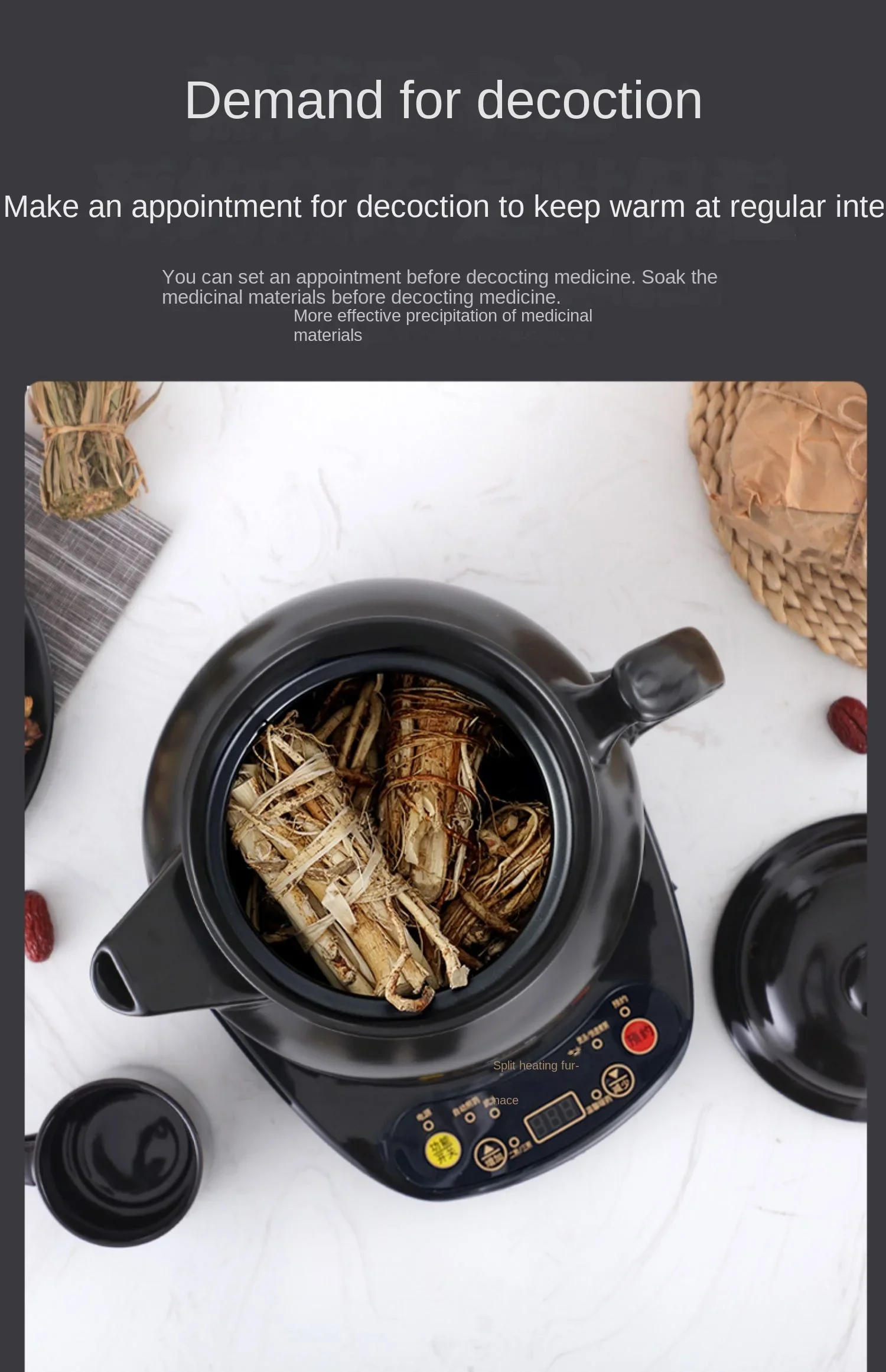 Description Picture 4 of item220V HF HealthCare Pot for Cooking Traditional Chinese Medicine with Automatic Reservation and Timing Function A