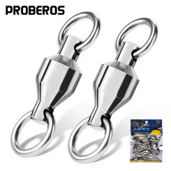 PROBEROS 10pcs fishing connector Luya fishing swivel ball bearing buckle rolling stainless steel bead ring hook fishing tool